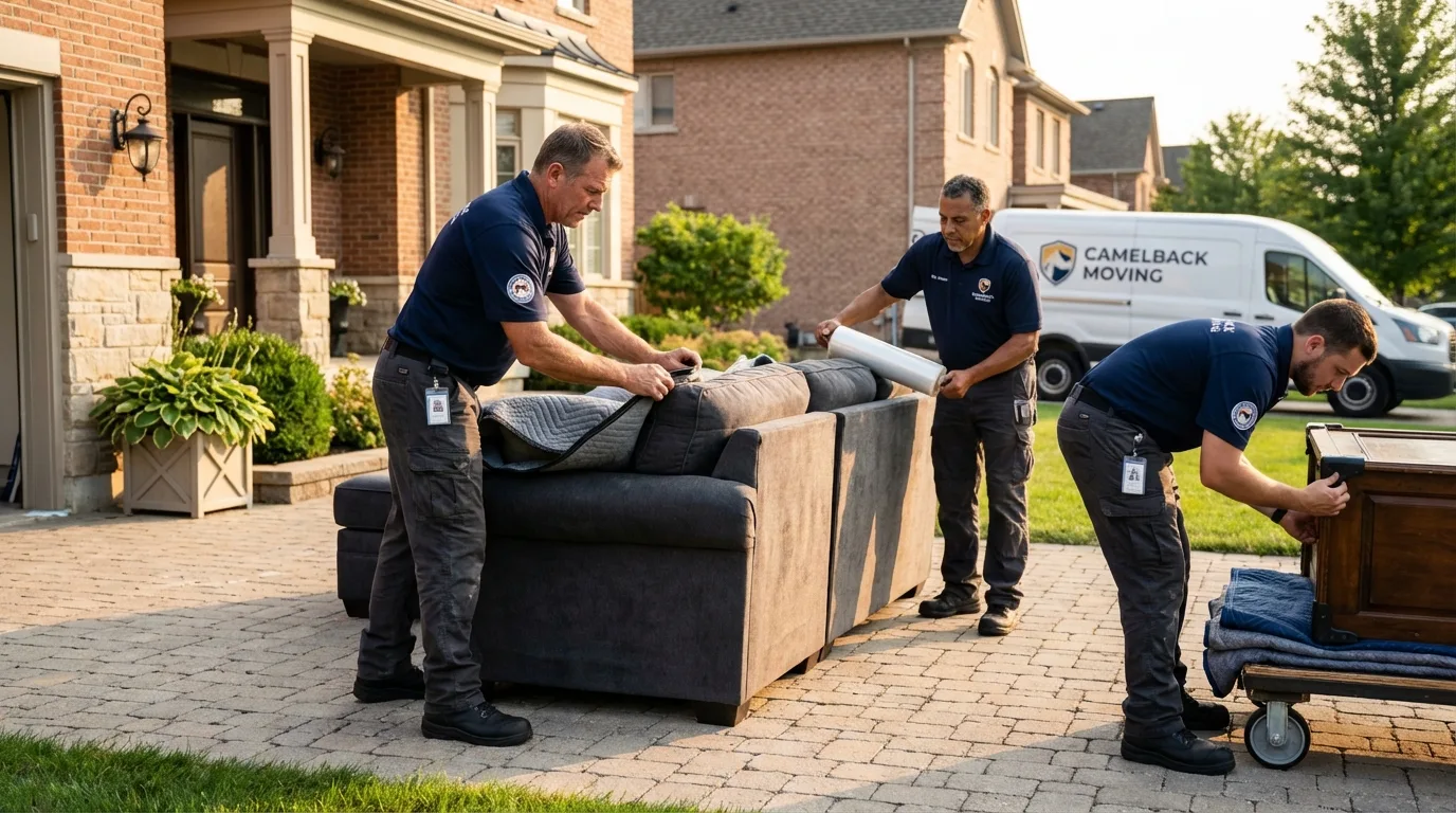 Large estate moving crew wrapping furniture in Cascade, ID