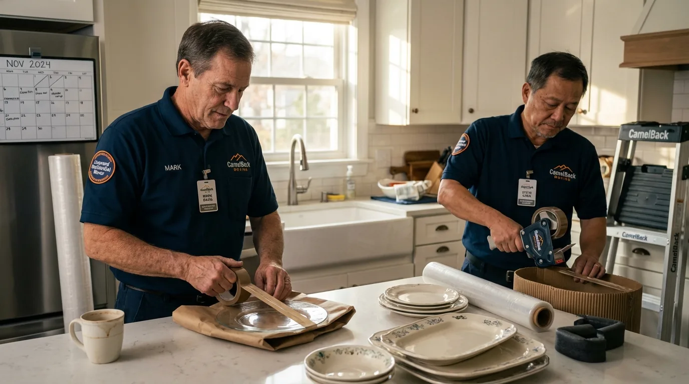 Professional crew packing kitchen dishware in Cascade, ID