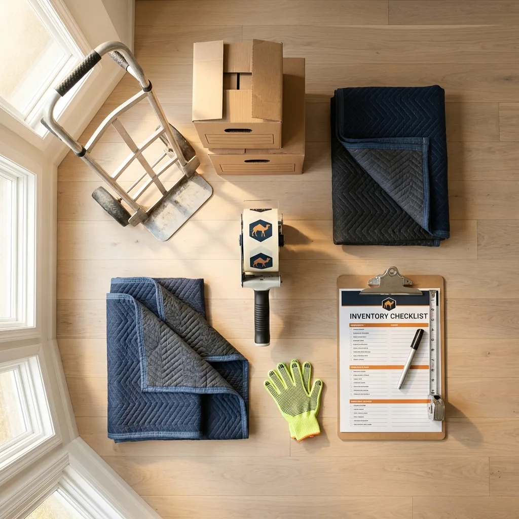 Professional moving supplies and packing materials layout for Cascade residential relocations